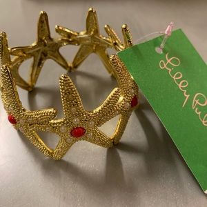 Lily Pulitzer Gold Starfish Elastic Cuff Bracelet